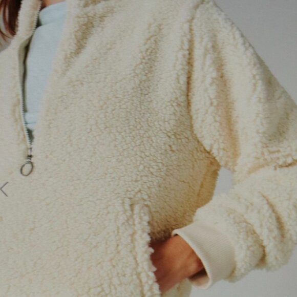 Lucky Brand Sherpa 1/2 Zip Pullover in White CapGray Size L - Picture 4 of 5